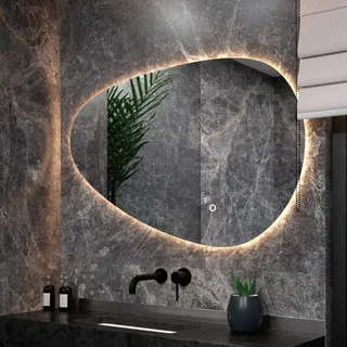 Badezimmerspiegel - 120x75 cm Asymmetrisch - Rahmenlos