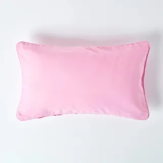 Homescapes rosa Kissenhülle 30 x 50 cm, Deko-Kissenbezug mit Reißverschluss aus 100% Baumwolle, unifarbener Zierkissenbezug für Dekokissen und Sofakissen, Hellrosa