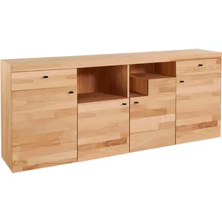 Home Affaire Sideboard »Divupe«, Kommode Breite 186 cm, Fronten aus Massivholz, FSC®-zertifiziert, beige