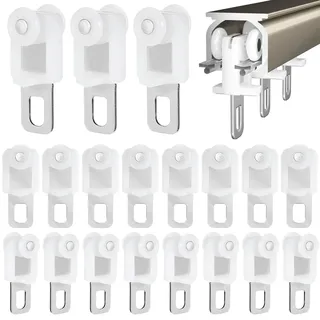 PRETYZOOM 50 Stück Vorhang Haken, Gardinenhaken, Transportrolle, Geräuscharm, für Decke, Schiene, Rollen – Draperie, Gleitschiene