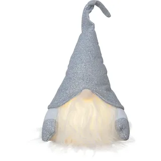 EGLO LED Weihnachtsdeko, Leuchtfigur Wichtel Weihnachtswichtel | aus Stoff mit Kunststoffkörper in grau und weiß, batteriebetriebene Figur Weihnachten, warmweiß