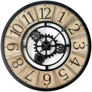 Wanduhr , Schwarz, Weiß, Eichefarben , Holz, Metall, Kunststoff , Fsc, Made in Eu , Dekoration, Uhren, Wanduhren