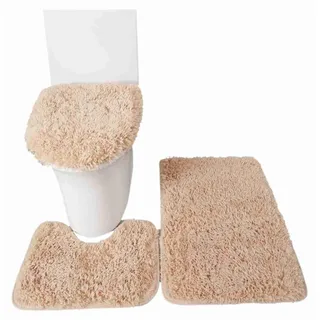 3PCS Bad Matte Wc Deckel Abdeckung U-Förmigen Teppich Nicht-Slip Weichen Boden Wasser Saugfähigen Solide Tür badezimmer Teppich Sitz Set