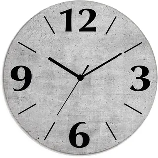 ARTland Grauer Beton grau, B:30cm H:30cm T:1,8cm, Wanduhren, Wanduhr, wahlweise mit Quarz- oder Funkuhrwerk, lautlos ohne Tickgeräusche