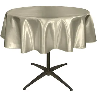 La Leinen Brautschmuck Tischdecke rund, Satin, Satin, Silber, 129.54 x 129.54 x 0.021999999999999999 cm