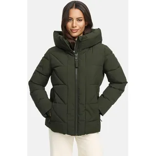 Winterjacke MARIKOO "Marikoo Kuschelnasee Damen Herbst Winter Steppjacke N076", Damen, Gr. XL, grün (schwarzolive), Obermaterial: 100% Polyester PES., Jacken Winterjacke