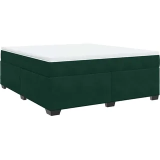 vidaXL Boxspringbett mit Matratze Dunkelgrün 180x200 cm Samt - Grün