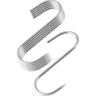 FMprofessional Fleischerhaken, hochwertige Räucherhaken für den Metzger, Lebensmittelhaken mit spitzem Ende zum Aufhängen des Fleischguts (Farbe: Silber), Menge: 6 Stück - Silber