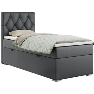 MKS Meble Einzelbett mit Bettkasten, jungenbetten 90 cm, Boxspringbett - Alda - links - Dunkelgrau - H3 - Grau