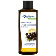 Aroma Haut- & Massageöl Acai-Yuzu (190 ml) – vitalisierendes Massage Öl mit Jojobaöl, Mandelöl, ohne Konservierungsstoffe