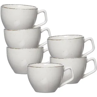 Ritzenhoff & Breker Espressotassen-Set Casa 6-teilig, 80 ml, Mokkatassen im Vintage-Look, Mix & Match-Geschirr, Spülmaschinenfest & Mikrowellengeeignet, Porzellan, Beige