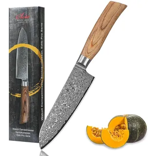 Wakoli EDIB Pro Santoku Messer aus echtem Damaststahl (VG10 Kern) 16 cm Klinge – Scharfes Damast Küchenmesser und präzises Kochmesser für alle Schnitte – Damastmesser mit Pakkaholzgriff in Geschenkbox