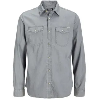 JACK & JONES Herren JJESHERIDAN Shirt L/S NOOS 12138115, Light Grey Denim/Slim, XXL