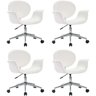 vidaXL Drehbare Esszimmerstühle 4 Stk. Weiß Kunstleder - Weiß