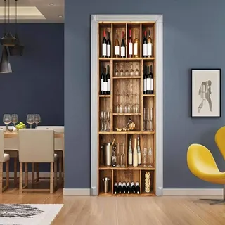 3D Türtapete Selbstklebend Türaufkleber - Weinschrank - Türfolie Poster PREMIUM PVC Wasserfest Wandtattoo Für Schlafzimmer Wohnzimmer Tür Dekoration Tapete 95 x 210 cm