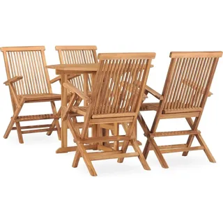 Schlichtes Gartenmöbel Set Balkonmöbel-Set 5-tlg. Garten-Essgruppe Klappbar Massivholz Teak - Gartenmöbelgarnituren DE5634273 3parcel - Braun