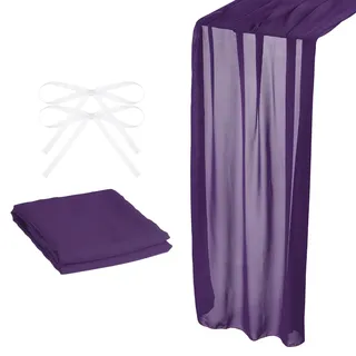 sourcing map 10Ft Chiffon Tischläufer 28 x 120 Rustikale Gaze Tischdecke Durchsichtig Hochzeit Tischläufer für Hochzeit Brautparty Tisch Dekoration Dunkel Lila