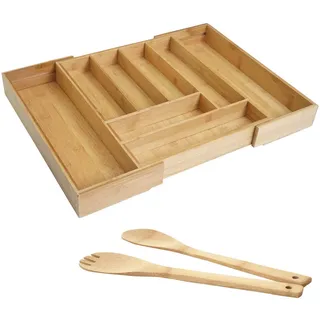 MCW Besteckkasten Holz , 58x6x45 cm , Küchenzubehör, Küchenhelfer, Besteckeinsätze