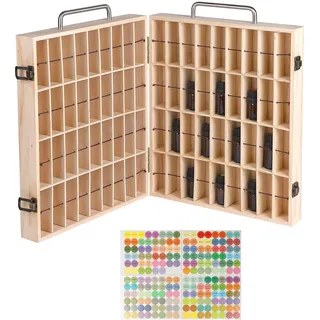 CPROSP 72 Slots Ätherisches Öl Box Bambus, Aufbewahrungs Box für Ätherische Öle, Ätherisches Öl Organizer, für Nagellack, Duftöle, Kosmetik, Duftöldiffusoren und Lippenstift