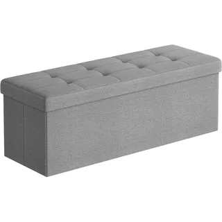 Songmics Sitzbank Truhenbank Hellgrau 110 x 38 x 38 cm