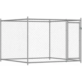 vidaXL Hundezwinger mit Tür Grau 2x2x1,5 m Verzinkter Stahl - Grau