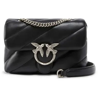 PINKO Love Puff Mini Umhängetasche Leder Black/Old Silver