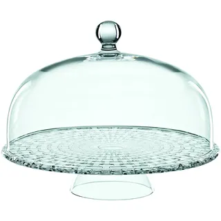 Nachtmann Tortenplatte mit Haube 32 cm, Bossa Nova, 99528, Kuchenplatte aus Kristallglas, Servierplatte für Kuchen und Torten