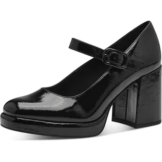 Marco Tozzi Damen Pumps mit Riemen Elegant mit Blockabsatz, Schwarz (Black Patent), 38 EU