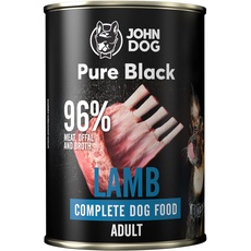 JOHN DOG Nassfutter für Hunde Pure Black Lamm 6x400g - Für zu Allergien neigende Hunde - Getreidefrei, Monoprotein Hundefutter - Für Erwachsene Hunde Aller Rassen...