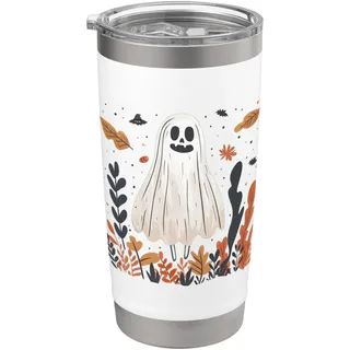 Skandinavische Volkskunst Halloween Ghost Boho Herbst Damen Top Doppelwandiger Edelstahl-Thermobecher