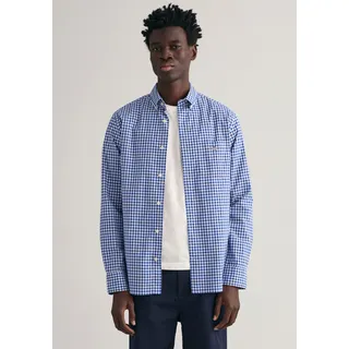 Gant Langarmhemd »REG POPLIN GINGHAM SHIRT«, mit Logostickerei auf der Brust, blau