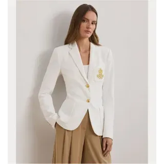 Lauren Ralph Lauren für Damen. 200797305001 Jacquard-Blazer mit weißen Metallics (M), Lässig, Baumwolle