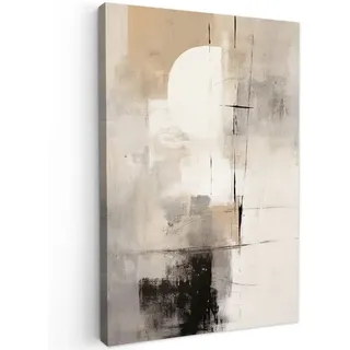 MuchoWow Leinwandbild Abstrakt - Kunst - Grau Deko Groß 90x140 cm , Hellgrau , Textil , Kiefer , Rechteckig , 90x140 cm , FSC 100% , gerahmt , Bilder & Rahmen, Bilder, Leinwandbilder