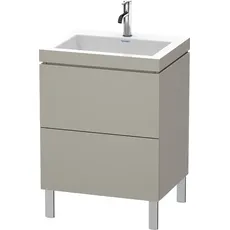 Duravit L-Cube Möbelwaschtisch c-bonded mit Unterbau bodenstehend, 60x48 cm, 2 Auszüge, ohne Überlauf, 1 Hahnloch, Farbe: Terra Matt