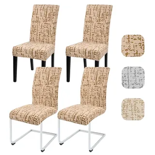 Stuhlhussen 4er Set Universal Stretch Jacquard Camel Waschbar für Esszimmer Schwingstuhl