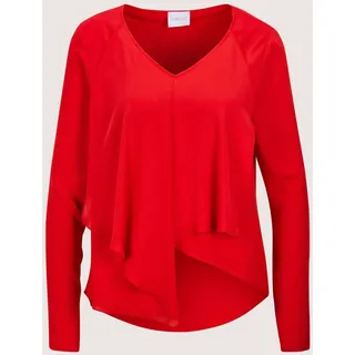 MADELEINE Langarmbluse »Volantbluse Elegante Bluse mit asymmetrischem Saum«, rot