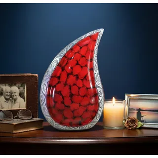 Esplanade Teardrop Urne Memorial Container Jar Pot | Urne | Urne aus Metall | Bestattungsurne (Feuerrot)...