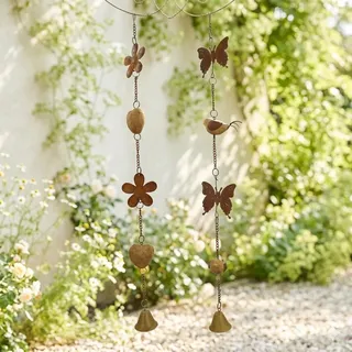 Hänger Vogel/Schmetterling und Herz/Blume ca. 105 cm 2er Set - Dekoration - Braun