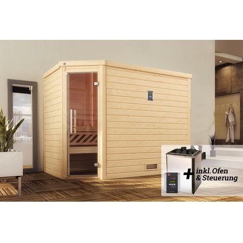 Bild von Sauna TURKU (Set), 7,5 kW-Ofen mit digitaler Steuerung, beige