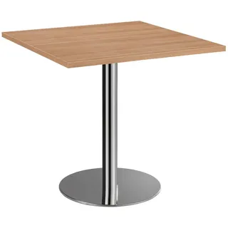 Venda Konferenztisch , Nussbaumfarben, Chromfarben , Metall, Holzwerkstoff , quadratisch , Säule , 80x75.5x80 cm , Fsc, DIN EN ISO 14001, DIN EN ISO 9001 , Büromöbel, Schreibtische, Besprechungstische