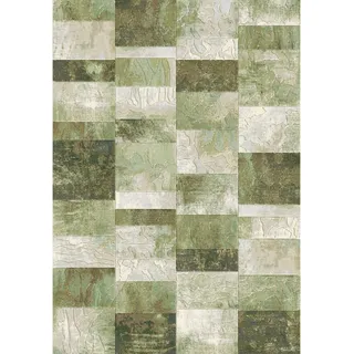 Webteppich , Grün, Hellgrün, Beige , Textil , Graphik , rechteckig , 200x290 cm , Oeko-Tex® Standard 100 , für Fußbodenheizung geeignet, Fasern thermofixiert (heatset) , Teppiche und Böden, Teppiche, Webteppiche