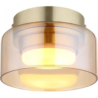 LED Deckenleuchte, goldfarben, rund, 1 flammig, D 13 cm - Gelb