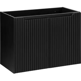 Badezimmerschrank 80 cm, schwarz matt, gefräst, für Waschbecken, 2 Türen - Schwarz