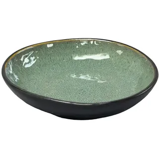Novel Suppenteller , Grün , Keramik , Farbverlauf , organisch , 20.1x20.1 cm , Lfgb, Handmade Quality , lebensmittelecht , Geschirr, Teller, Suppenteller