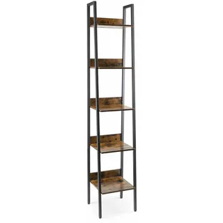 Leiterregal 5 Stufen LOFT Wandregal Standregal schwarz braun 170x30x34 cm Deko