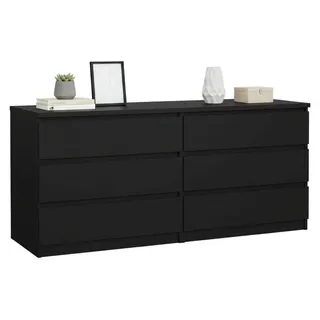 Kommode Giselle, Wohnzimmerbuffet, Wohnzimmer-Sideboard, Moderne Küchen-Speisekammer, 154x50 h70 cm, Schwarz - Schwarz