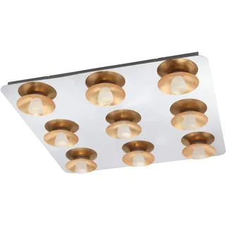 EGLO LED Deckenlampe Torano, Deckenleuchte, Lampe Decke dimmbar, Stahl in chrom, gold, Glas satiniert in weiß warmweiß