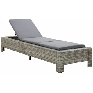 vidaXL Sonnenliege mit Auflage Grau Poly Rattan - Grau