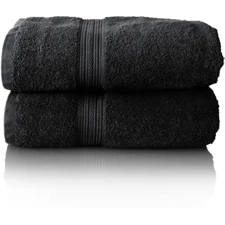 Glart Premium Frottier Handtuch Set, Frotteeserie in 6 Farben und 5 Größen, Farbe: SCHWARZ, 2X Saunatücher 70x200 cm