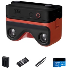 KanDao 3D-Kamera, 3D Sofortbild-Digitalkamera, 180 Grad stereoskopische Kamera, 3D-Videokamera für VR-Gerät mit 2,54-Zoll-Touchscreen, QooCam EGO, Schwarz, Reise-Kit